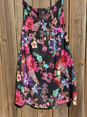 Floral Black A-Line Maxi Skirt Or Strapless Dress
